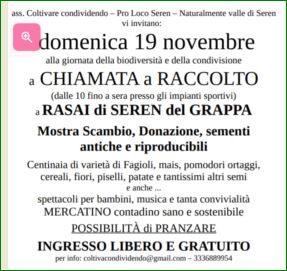 19/11/2023 – CHIAMATA A RACCOLTO – SCAMBIO SEMI