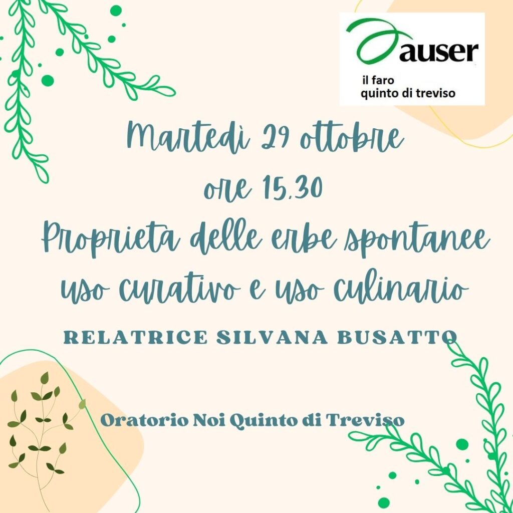 29/10/2024 – ERBE SPONTANEE: USO CURATIVO E CULINARIO – con Silvana Busatto